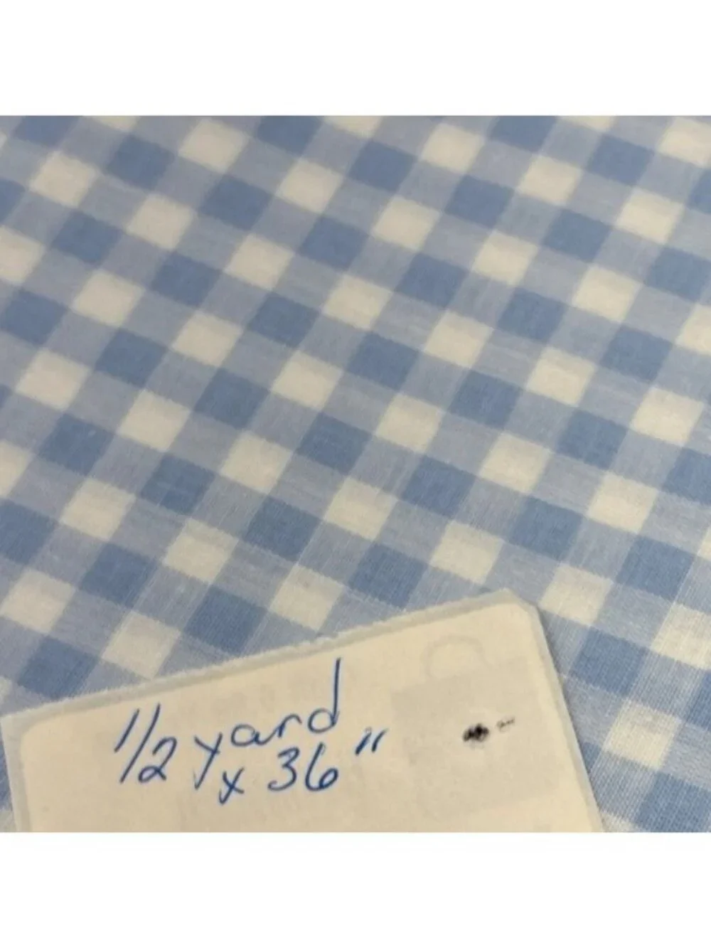 Blue White Gingham Cotton Fabric 1/2 yard x 36